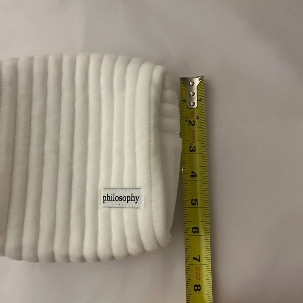 Fuzzy white philosophy cosmetics bag - empty never used